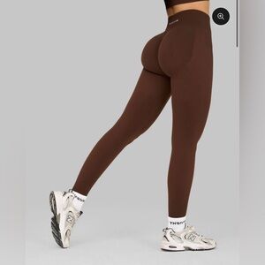 Brown Ribbed Leggings